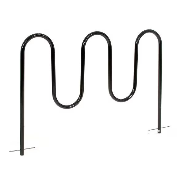 Wave Bike Rack, Black, Below Grade Mount, 7-Bike Capacity, Global Industrial, Mfr#: 652778G